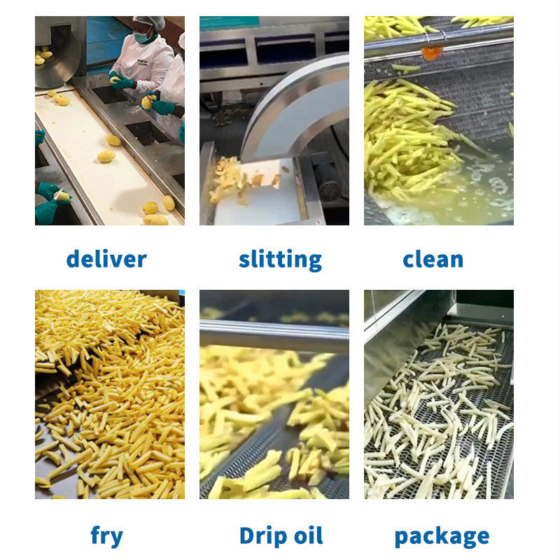 Özel Tam Otomatik Patates Chips Üretim Hatı Yıkama / Kızartma / Paketleme Fransız Patatesleri Patates Crisp Yapma Makinesi